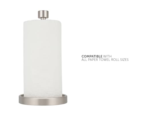 Ivilon Countertop Paper Towel Holder - Modern End Cap Minimalist Design - Color Brushed Nickel - color: Brushed Nickel
