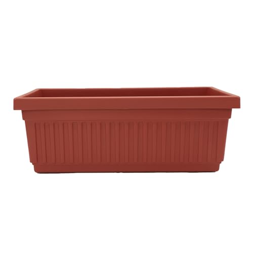 The HC Companies Venetian Window Planter Box w/Drain Plug - Long Planter Box for Windowsills, Balconies & More - Plastic Rectangular Outdoor Planters for Herbs & Flowers (18" Clay, Pack of 1) - color: Clay, size: 18", style: Pack of 1