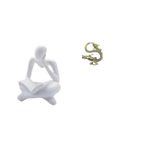 Abstract Reader Figurine Human Sculpture Office Shelf Ornament Desktop Brass Statue Resin Artistic Gift Suitable for Home Restaurant Wedding