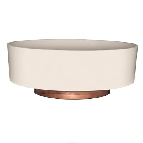 The HC Companies 6 Inch Round Plastic Succulent Capri Bowl 6"x6"x2.25" in Vanilla Bisque with Copper Bottom Color - color: Vanilla Bisque, size: 6"