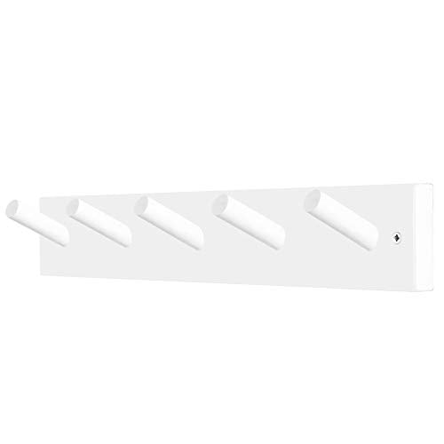 WEBI Coat Rack Wall Mounted,Coat Hanger Wall,16" Hole to Hole,Coat Hooks Wall Mount,Hook Rack Peg Rail,5 Hooks for Hanging Jacket,Hats,Clothes,White - color: White, size: 17 inch