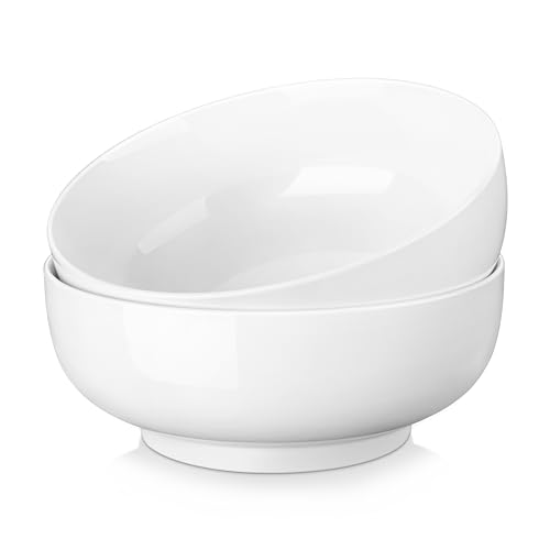 MALACASA Large Serving Bowls, 114 OZ(10") Ceramic Salad Bowls Set of 2 | White Bowls for Salad, Soup, Pasta, Dinner, Porcelain Bowls Set for Entertaining, Microwave Safe, Series REGULAR - color: Ivory White, size: 114 OZ (Set of 2)