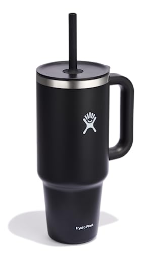Hydro Flask Travel Tumbler with Handle, Lid and Straw - Insulated Stainless Steel in 40 Oz Black - color: Black, size: 40 Ounces