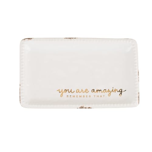 You are Amazing Ceramic Trinket Tray - 6" x 3.5" Hand Painted Mini Dish with Gold Lettering, Perfect for Keys, Jewelry & More, Minimalist Home Decor, Thoughtful Gift for Any Occasion - style: You are Amazing