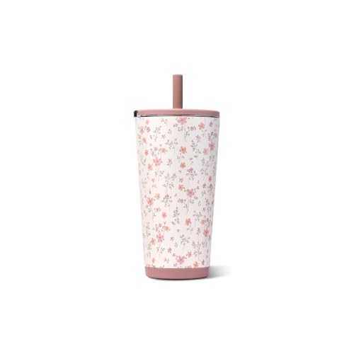 HydroJug Everyday Tumbler 20 oz, Ceramic-Lined Straw Cup, Magnolia | Vacuum insulated stainless steel, flexible straw, soft-touch lid, spill-free, cup holder fit, BPA-free, hot & cold drinks - color: Magnolia, size: 20 Ounces