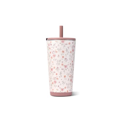 HydroJug Everyday Tumbler 20 oz, Ceramic-Lined Straw Cup, Magnolia | Vacuum insulated stainless steel, flexible straw, soft-touch lid, spill-free, cup holder fit, BPA-free, hot & cold drinks - color: Magnolia, size: 20 Ounces
