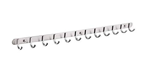 Hook/Coat Rack with 12 Square Hooks-Modern Wall Mounted - Ultra Durable with Solid Steel Construction,Brushed Stainless Steel Finish,Super Easy Installation,Rust and Water Proof. - style: 12 Square Hooks