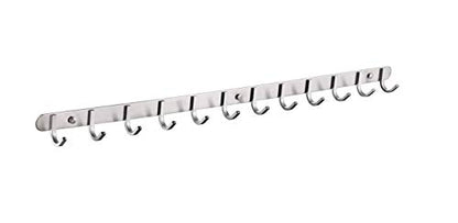 Hook/Coat Rack with 12 Square Hooks-Modern Wall Mounted - Ultra Durable with Solid Steel Construction,Brushed Stainless Steel Finish,Super Easy Installation,Rust and Water Proof. - style: 12 Square Hooks