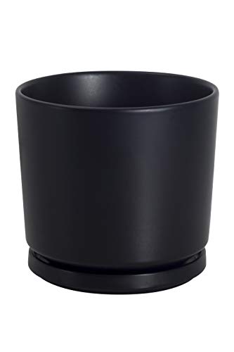 Ekirlin 9 inch Plant Pots,Ceramic Flower Planters Indoor,Modern Succulents Containers with Drain Hole Saucer,Decorate Home,Office & Outdoor (Black) - color: Black, size: 9 Inch