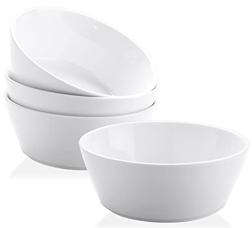 32 OZ Large Soup Bowls Set of 4 – White Porcelain Bowls for Ramen, Cereal, Salad, Pasta, Oatmeal & More – Microwave, Dishwasher, Oven & Freezer Safe - size: 32 OZ(4PCS)