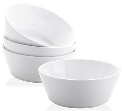 32 OZ Large Soup Bowls Set of 4 – White Porcelain Bowls for Ramen, Cereal, Salad, Pasta, Oatmeal & More – Microwave, Dishwasher, Oven & Freezer Safe - size: 32 OZ(4PCS)