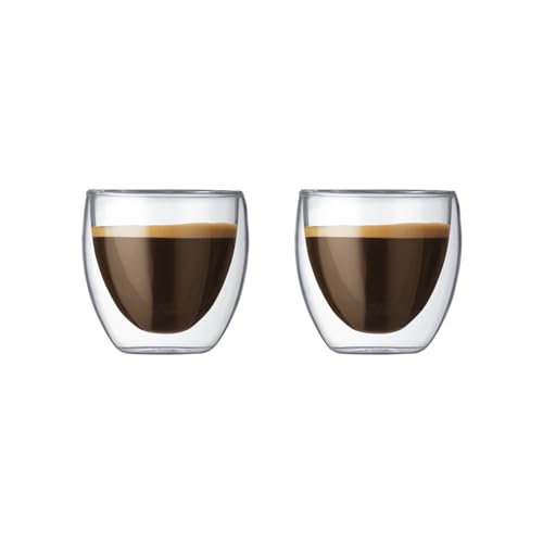 Bodum 2.5oz Pavina Double Wall High-Heat Borosilicate Glass, Set of 2, Clear - size: 2.5 oz, style: Set of 2