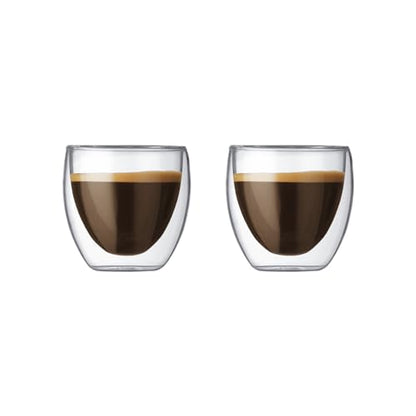 Bodum 2.5oz Pavina Double Wall High-Heat Borosilicate Glass, Set of 2, Clear - size: 2.5 oz, style: Set of 2