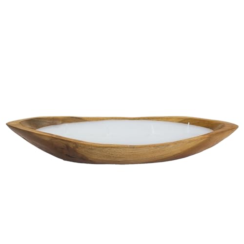 4-Wick Soy Wax Candle in Carved Teak Wood - 15.75"