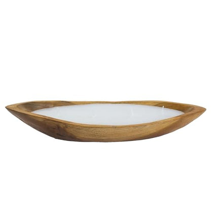 4-Wick Soy Wax Candle in Carved Teak Wood - 15.75"