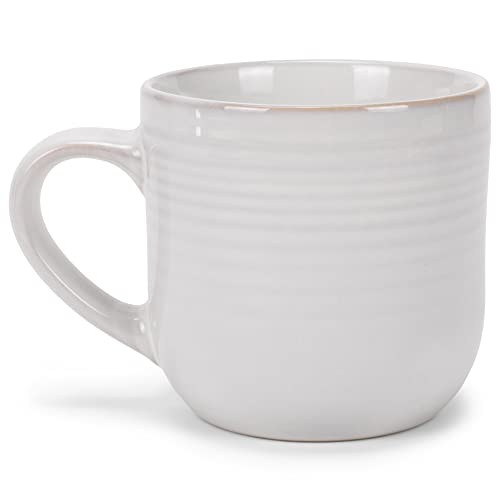 Elanze Designs Glossy Reactive Glaze Large 17 Fluid Ounce Everyday Kitchen Food Grade Ceramic Stoneware Coffee Mug Cup with Comfort Curved Handles, Set of 4, Classic White - color: Classic White