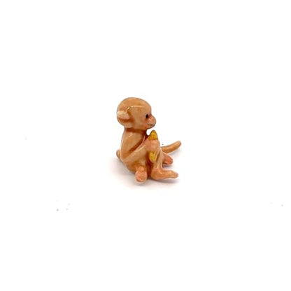 Adorable Mini Ceramic Animal Figurine – Porcelain Miniature Collectible Decor (Brown Monkey Holding Banana) - style: Brown Monkey Holding Banana