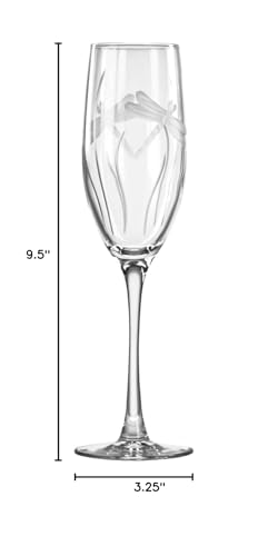 Rolf Glass Dragonfly Champagne Flute Glasses 8 ounce - Toasting Flute Glasses - Lead-Free Glass - Etched Flute Glasses – Proudly Made in the USA (Set of 4) - color: Champagne Flute 4 Set