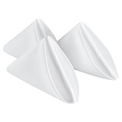 VidaFete White Cloth Napkin, 17 x 17 Inch Polyester Napkins Set of 12 | Polyester Napkins Cloth Reusable & Wrinkle-Resistant Dinner Napkins for Weddings, Banquets, Parties, Hotels and Restaurants - color: White, size: 17" x 17" (Set of 12)