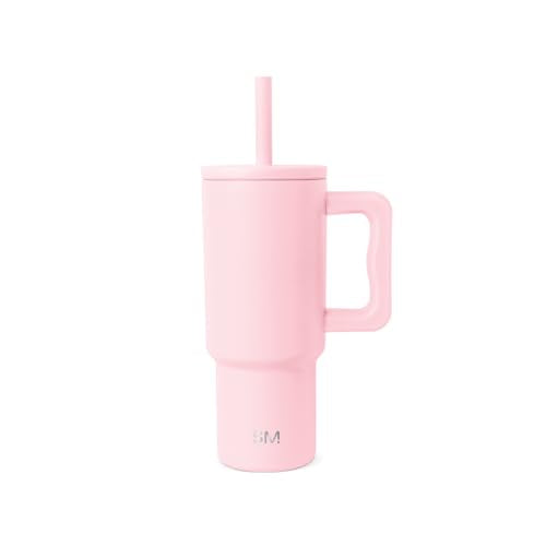 Simple Modern Kids 24 oz Tumbler with Handle and Silicone Straw Lid | Spill Proof and Leak Resistant | Reusable Stainless Steel Bottle | Gift for Kids Boys Girls | Trek Collection | Blush | Trek Kids Water Bottle, Toddler Cup | Insulated Stainless Steel,