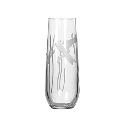 Rolf Glass Dragonfly Stemless Champagne Flute Glasses 8.5 ounce Set of 4 - Toasting Flute Glasses - Lead-Free Glass - Etched Flute Glasses – Proudly Made in the USA - color: Stemless Flute 4 Set
