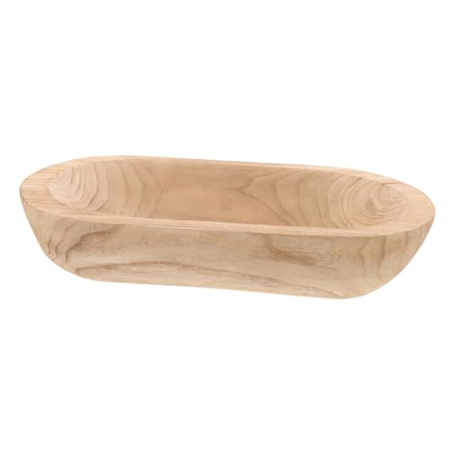 PRETYZOOM Natural Wood Bowl Rustic Farmhouse Decor Dough Bowl Decorative Centerpiece for Home - color: Light Yellow