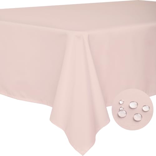 BYDOLL Table Cloth Pale Pink 60x84 Inch Tablecloth for 6 Foot Rectangle Tables Outdoor Washable Wrinkle Free and Spillproof Polyester Tablecloth for Festival Camping Picnic Party Cover - color: Pale Pink, size: 84" x 60" (Rectangular)