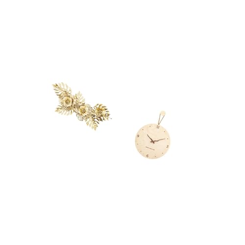 Hanging Wall Wall Decor Pendant Wall Clock Decorative Stylish Leaf Iron Wood Features Suitable for Hotel Wedding Party Gift