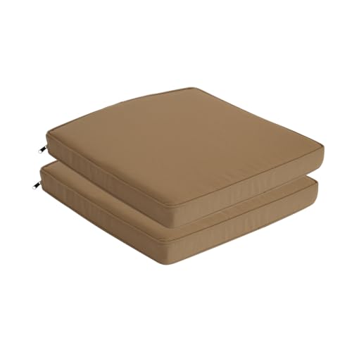 Goodgoods 20x20 Outdoor Chair Cushions Set of 2, 35D Foam, Brown | 35D High-Resilience Foam, Fade-Resistant and Water-Resistant Seat Pads for Dining Room, Kitchen, or Patio Chairs - color: Brown, size: 20"x20" 2pcs