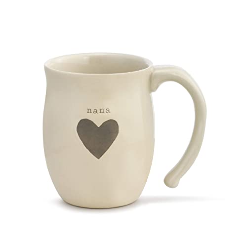 DEMDACO Warm Heart Ivory Ceramic Stoneware Nana Heart Mug, 16 oz | Meaningful Coffee Mug for Cherished Relationship Reminders, Curved Handle, Comfy Grip, Hand-Thrown, Microwave-Safe - style: Nana