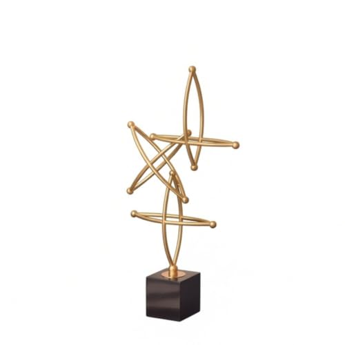 Qianly Geometric Star Sculpture Modern Sculpture with Marble Base Minimalist Decor for Office, Large - size: Large