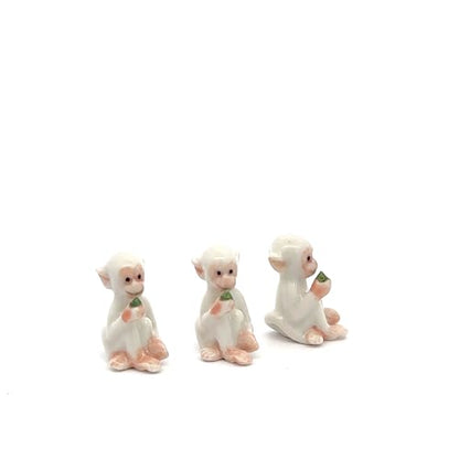 Handmade Adorable Mini Ceramic Animal Figurine – Porcelain Miniature Collectible Decor (White Capuchin Monkey) - style: White Capuchin Monkey