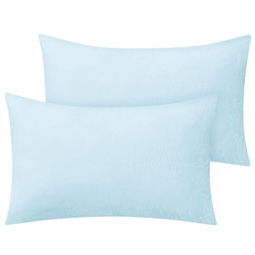 BEDELITE Flannel King Size Pillow Cases Set of 2, Blue, 20x36 Inches | Super Cozy Fuzzy Velvet Pillow Shams with Zipper Closure, Soft Fleece Pillowcases for Bedroom, Sofa, Couch, All-Season Use - color: Blue, size: 36" x 20" (Pack of 2)