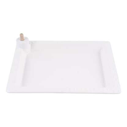 White Serving Tray - 12" x 9" Ceramic Rectangular Tray with Peg for Interchangeable Decorative Topper, Trays for Serving Food, Serving Platters and Trays, Serving Platter for Appetizers - style: White Rectangular Platter