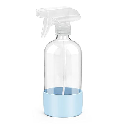 Rionisor Glass Spray Bottles with Silicone Sleeve Protection, Empty 16 oz Refillable Containers, Reusable Spray Bottles with Adjustable Nozzle for Hair, Cleaning Solutions, Essential Oils 1 Pack Blue - color: Blue, style: 1 Pack