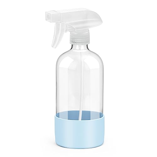 Rionisor Glass Spray Bottles with Silicone Sleeve Protection, Empty 16 oz Refillable Containers, Reusable Spray Bottles with Adjustable Nozzle for Hair, Cleaning Solutions, Essential Oils 1 Pack Blue - color: Blue, style: 1 Pack