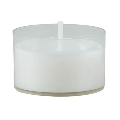 Stonebriar 48 Count White Unscented Smokeless Long Burning Clear Cup Tea Light Candles with 6 to 7 Hour Burn Time - size: 48 Pack