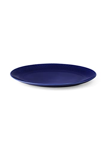 Lyngby Porcelaen Rhombe Color Oval Serving Dish | Dark Blue Porcelain | 13.8 x 10.4 Inches