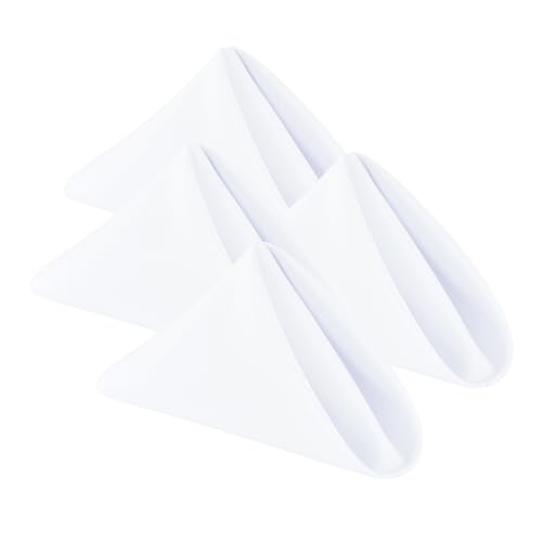 Wolkemer Set of 4 White Cloth Napkins 17 x 17 Inches Solid Washable Polyester Dinner Napkins with Hemmed Edges for Dinners Parties Weddings Banquets Events Table Decoration - color: White