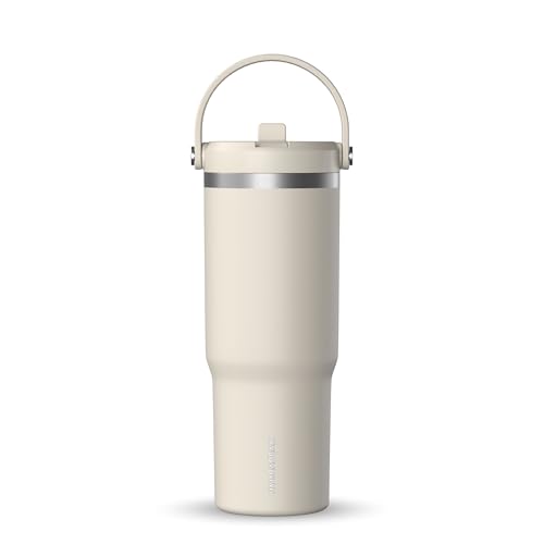 Hydrapeak Nomad 32oz Stainless Steel Insulated Travel Tumbler with Handle & Straw Lid, Leakproof, Cupholder Friendly, Back to School, College Dorm, Gym & Everyday Hydration, Cold 24 Hours (Stone) - color: Stone
