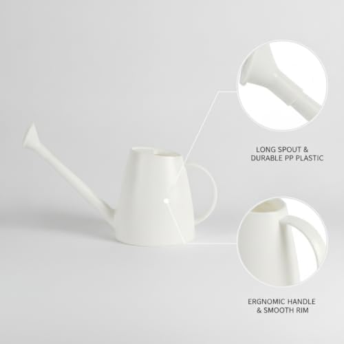 1.8L Long Spout Watering Can for Indoor Plants, Durable PP Plastic Pot Waterer with Precise Flow Control for Home Garden, Balcony & Windowsill - color: White