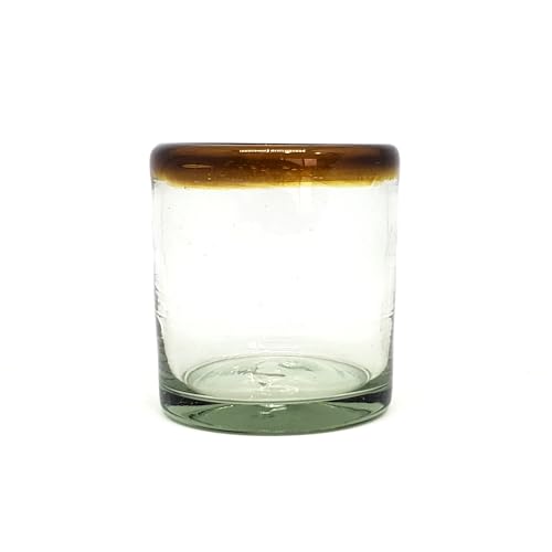 Amber Rim 8 oz DOF Rock Glasses (set of 6), Recycled Glass, Lead-free, Toxin-Free (DOF Rocks) - style: 8 oz DOF Rocks