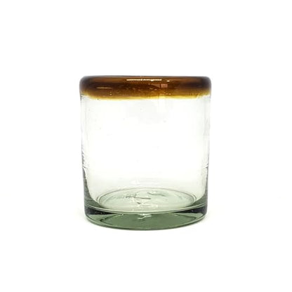 Amber Rim 8 oz DOF Rock Glasses (set of 6), Recycled Glass, Lead-free, Toxin-Free (DOF Rocks) - style: 8 oz DOF Rocks