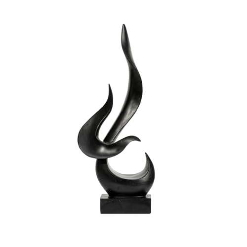 Small Fire Flame Sculpture, Art Modern Abstract Statue, Shelf Accents Decor | Black Modern Home Resin Sculptures Decorative Objects,Table Top Decor for Livingroom Home Decor,Office Shelf SculptureBla - color: Black, size: Medium