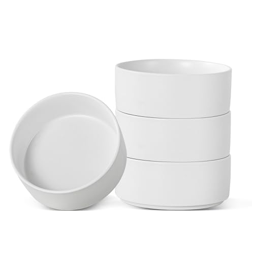 26 OZ Ceramic Cereal Bowls Set, 6 Inch, Set of 4, Modern White | Handcrafted, Dishwasher & Microwave Safe, For Breakfast, Soups, Oatmeal, Ramen, Pho, Udon, Soba - color: White, size: Cereal Bowls Set (4PCS)