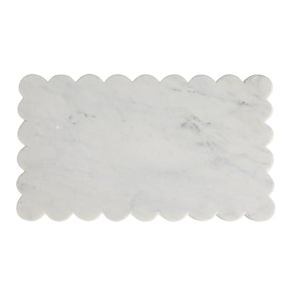 Creative Co-Op Marble Cheese Board with Scalloped Edge, White