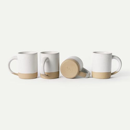 MORA Medium Mugs Set of 4, 16oz Ceramic Pottery Latte Mugs/Coffee Cups - Microwave and Dishwasher Safe - Oat - color: Oat
