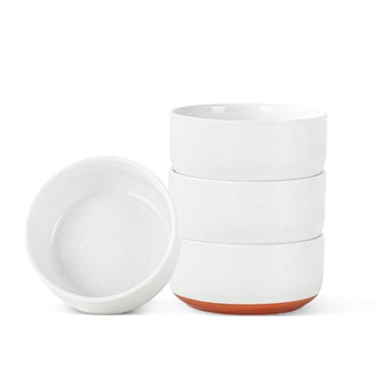 28 OZ Ceramic Cereal Bowls Set, 6 Inch, Set of 4, Elegant White | Handcrafted, Dishwasher & Microwave Safe, Stoneware Deep Soup Bowls for Everyday Use - color: White, size: Cereal Bowls Set (4PCS)