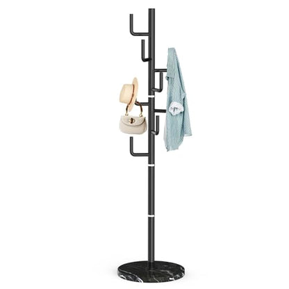 ZOZOE Metal Modern Coat Racks, Cactus Coat Rack Freestanding with Natural Marble Base, Black Coat Rack Stand with 8 Hooks, Coat Tree Hanger Stand for Bags, Hats, Entryway, Office - color: Golden 8 Hooks