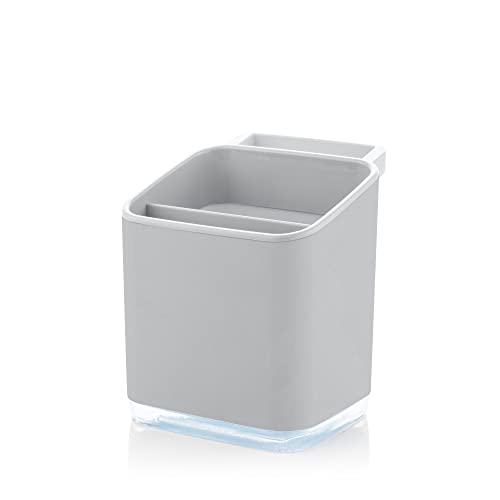 Minky Homecare Sink Caddy-Sponge Holder with Removable Tray, Rail for Cloths, and Drainage Spout Small Footprint Organizer for Kitchen Accessories-Made in UK, One Size, Light Grey - color: Light Grey